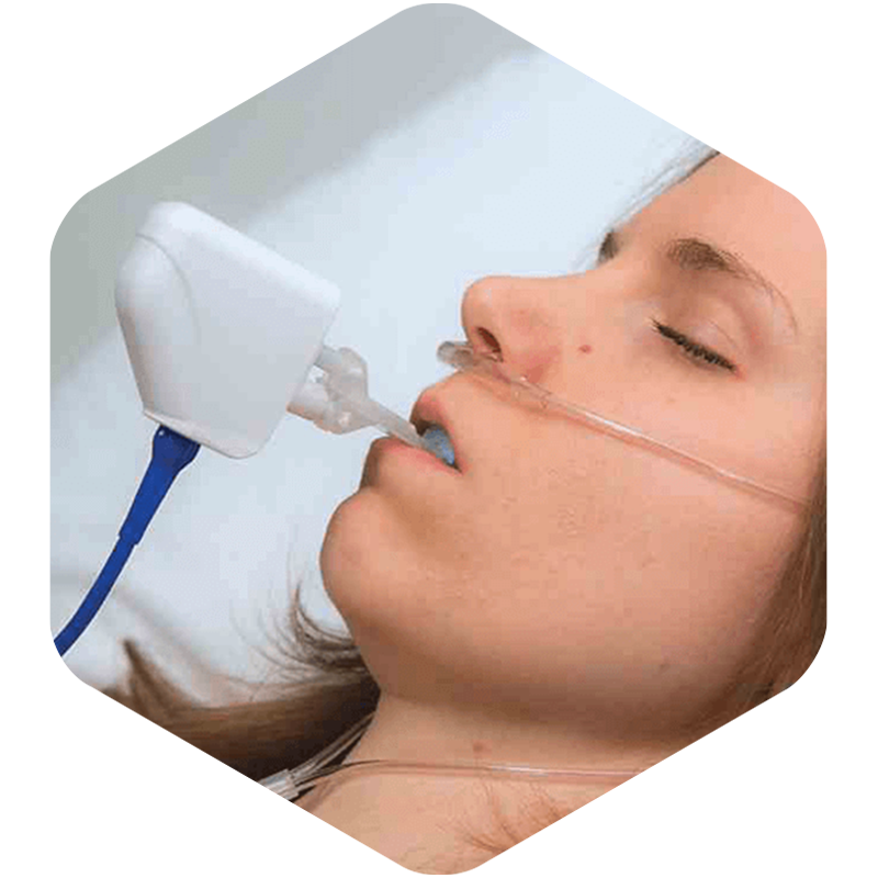 Female wearing MAD device